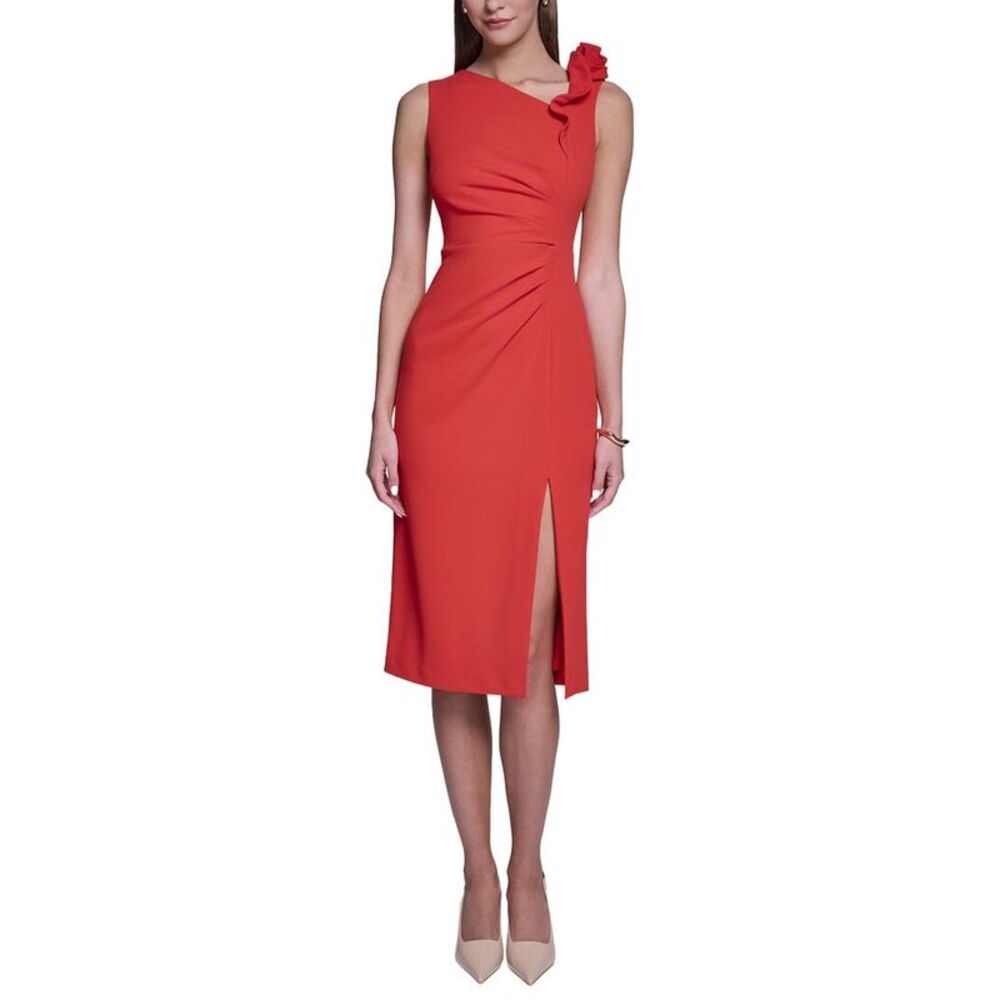 Halston Womens Rose Detail Bodycon Midi Dress